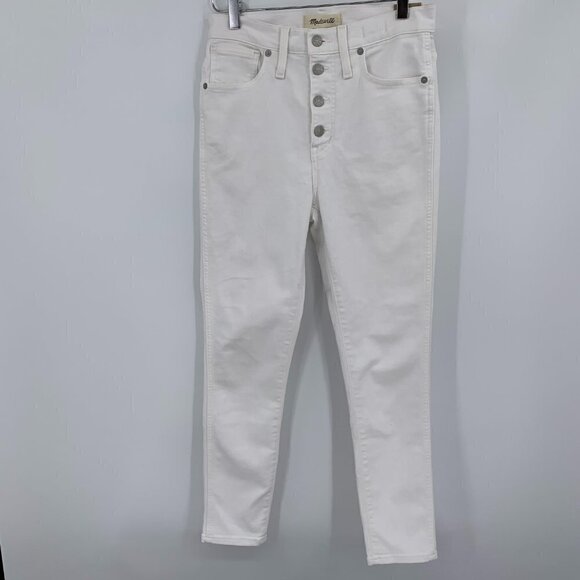 Madewell 10" High rise skinny jean crop white exposed button-fly women new 27 - Picture 2 of 6